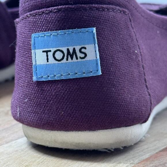 TOMS Shoes Womens Size 7 Burgundy Classic Alpargata Slip On Flats Canvas Comfort - Picture 10 of 14